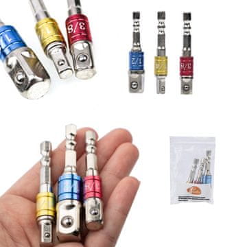 Rosfix Set Adapterjev za Nastavek – 1/2, 3/8, 1/4, Jeklo, 50–72 Mm | Črna Barva, Visoka Trdnost