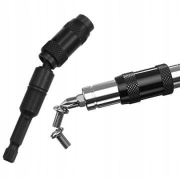 Rosfix Magnetni Kotni Podaljšek – 1/4″ Bit, 87 Mm, 20°, Cr-v Jeklo, Črn | za Vijačnike v Ključah