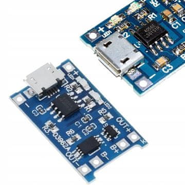 Rosfix Polnilnik za Li-Ion Baterije – Micro USB 5V 1A, LED Indikator, 4.2V, Zaščita | 1,5 % Natančnost