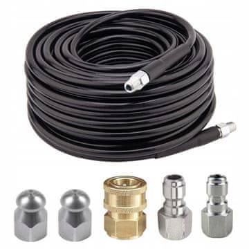 Rosfix Set Cev za Čiščenje Cevovodov MultiConnect 15M – 1/4, 155 Bar, 2 Šobe, 3 Spojke | Največ 529 Barov, 60 °C | za Kanalicijo