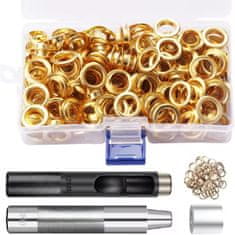 Rosfix Set Kovinska Očesca 12mm – Zlata Očesca za Tardeke z Dierkalnikom in Zakuwakom | 100 Kos