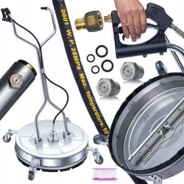 Rosfix Nadomestni Del za Visokotlačni Čistilnik Karcher HD/HDS – Swivel Ščetka 61 Cm, 2 Šobi, Inox