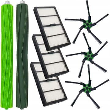 Rosfix Set Nadomestni Del za iRobot Roomba S9/S9+ – 2 Gumijasti Valji, 3 HEPA Filtri, 3 Stranske Krtače