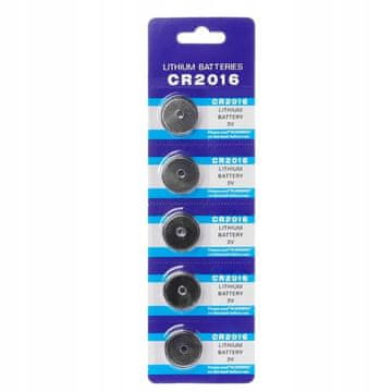 Rosfix Litijeva Baterija CR2016 – 3V, 220 mAh, Ø20×1,6 Mm | Sklop 5 Kosov, za Ure, Daljince, Tipkovnice