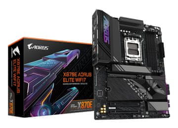 Gigabyte GIGABYTE X870E AORUS ELITE WIFI7 Matična plošča - Podpira AMD Ryzen 9000 CPU-je, 16+2+2 fazni digitalni VRM, do 8000Hz DDR5 (OC), 3xPCIe 5.0 + 1xPCIe 4.0, Wi-Fi 7, 2.5GbE LAN, USB 4