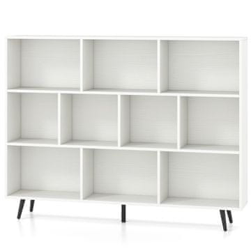 Northio Knjižna polica s 3 nadstropji, lesene noge, 140 cm, zaščita pred prevrnitvijo