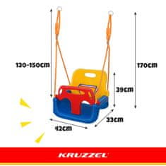 Kruzzel Otroška Gugalnica 3v1 Nastavljiv Varnostni Trak Protizdrsna Konstrukcija