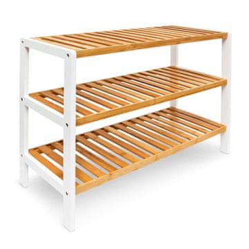 Northix Stojalo za čevlje iz bambusa z 3 policami, rjavo-belo za 9 parov