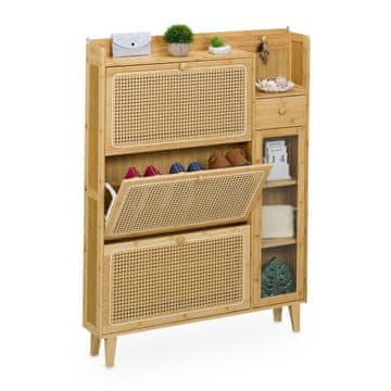 Northix Prostorsko varčna omarica za čevlje iz ratana s prostorom za shranjevanje