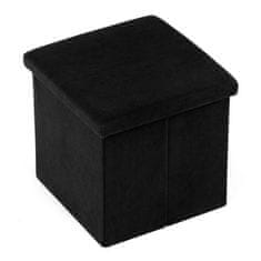 Autronic Tabure Stool with storage space, black corduroy fabric (TAB-471 BK6)