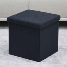 Autronic Tabure Stool with storage space, black corduroy fabric (TAB-471 BK6)