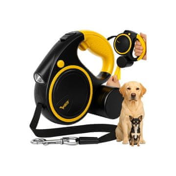 Purlov avtomatski raztegljiv povodec za psa z LED svetilko, 10-25 kg, 5 m