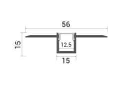 Optonica ALU profil za LED trak 2m VGRADNI (knauf) - komplet