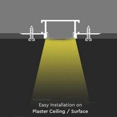 Optonica ALU profil za LED trak 2m VGRADNI (knauf) - komplet