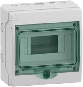 Schneider Electric Nadometna razdelilna omarica Mini Mureva (prej Kaedra) IP65 mMRV-1-8-NT-T prozorna vrata 1 vrsta 8 modulov/vrsta