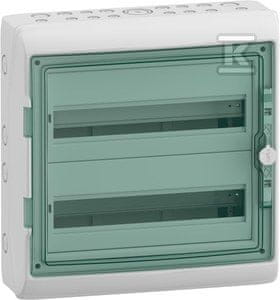 Schneider Electric Nadometna razdelilna omarica Mureva (prej Kaedra) IP65 MRV-2-18-NT-T prozorna vrata 2 vrsti 18 modulov/vrsta