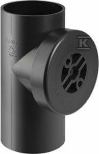 Geberit Inšpekcijski jašek PEHD 75/90° raven, z okroglim revizijskim pokrovom, črne barve (HDPE odvodnjavanje)