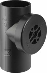 Geberit PEHD revizijski jašek 125/90° raven, z okroglim revizijskim pokrovom, črne barve (drenažni sistem iz HDPE)