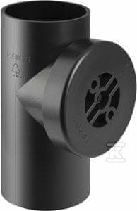 Geberit PEHD revizijski jašek 160/90° raven, z okroglim revizijskim pokrovom, črne barve (HDPE drenažni sistem)