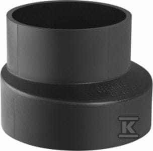 Geberit PEHD redukcija (zožitev) 125x110 asimetrična kratka, črne barve (HDPE drenaža)