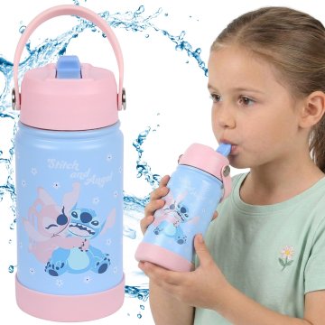 Disney DISNEY Stitch Angel Jeklena steklenica za vodo z ustnikom in ročajem, za dekleta 350ml