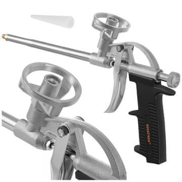 BIGSTREN Kovinska pištola za montažno peno z natančno regulacijo pretoka, profesionalna pištola za PU peno, aluminijasto ohišje, univerzalni T-navoj, za mojstre in DIY uporabo