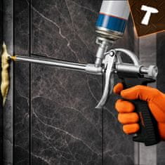 BIGSTREN Kovinska pištola za montažno peno z natančno regulacijo pretoka, profesionalna pištola za PU peno, aluminijasto ohišje, univerzalni T-navoj, za mojstre in DIY uporabo