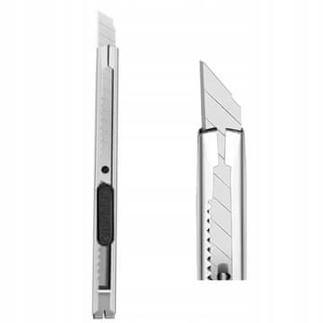 Rosfix Nož za Papir 9 Mm – Aluminijasto Ohišje, Ogljikovo Jeklo, Zlomljivo Rezilo | Ergonomija Ročaj
