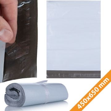 Rosfix Kurirske Folijske Vrečke 450 X 650 Mm – Bela Barva, 50 Μm LDPE, 100 Kos | Samolepilni Trak