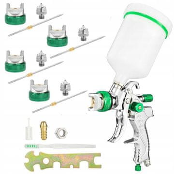 Rosfix HVLP Silver Brizgalna Pištola – 4 Šobe 1,4–2,5 Mm, 600 Ml, 1/4, 3–4 Bar | 170 L/min, Medenina