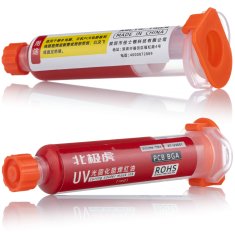 Rosfix Rdeča UV Soldermaska 10 Ml – Zaščita PCB, Neprevodna, Hitro Strjevanje | 365 Nm, 95 Mm Strižka