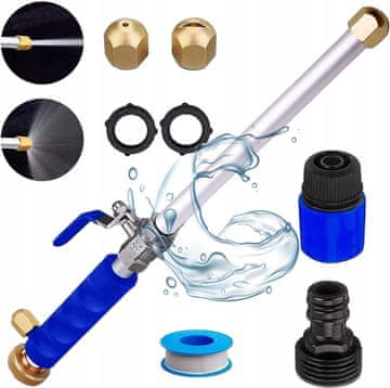 Rosfix Set Tlačna Lance za Vrtno Cev 3/4 – 25 Bar, 15 M Doseg, 2 Šobi, 46.5 Cm | Aluminij, 60°C