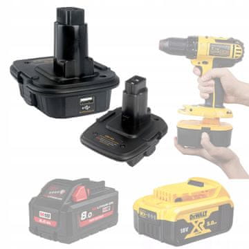 Rosfix Adapter DCA1820 za Baterije Dewalt/Milwaukee 18V–20V | za Orodja Dewalt 18V, Črn
