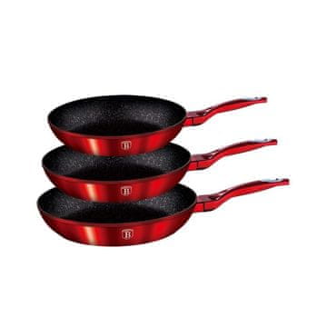 Berlingerhaus  Berlinger Haus komplet 3 granitnih ponev Red Metallic Line 28133