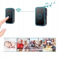 OEM Brezžični Zvonec – LED, 60 Melodij, IP55, 300 M Domet, 110 dB, Črn | za Zunaj v Notranjosti