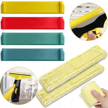 Rosfix Set Podatna Oprema za Čistilnik Oken Kärcher WV1–WV5 – 2 Krpe iz Mikrovlaken + 4 Gumice 28 Cm