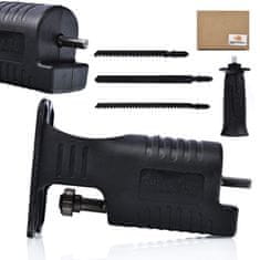 Rosfix Set Sabljasta Žaga Adapter za Vijačnik – 3 Rezila, Jeklo + ABS, 5X9X1,5 cm, Črna