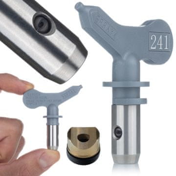 Rosfix Set Brizgalna Glava UltraHeavy 241 – 10 cm Širina, za Glač, Bitumne, Visokotlačni Agregat | Siva, Kovinska, za Graco/Wagner/Titan