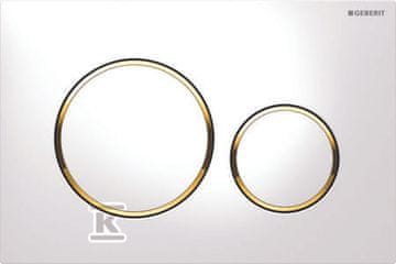 slomart Geberit Sigma20 tipka za splakovanje, sprednje aktiviranje, bela-zlata-bela, okrogla