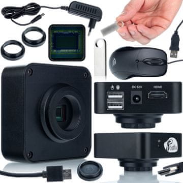 Rosfix Mikroskopska Kamera KMGP-USB-HDMI – 16MP Sony CMOS, HDMI 1080P, C-Mount | 96×96×35 mm, USB, 12 v