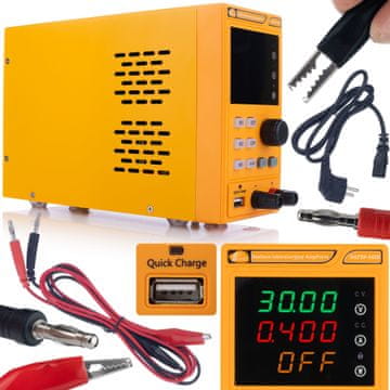 Rosfix Laboratorijski Polnilnik AmpForce RAFEP-6405 – 64 v 5 a, USB QC, 3 Spomini, OVP/OCP | 300 w, 230 × 150 × 80 mm