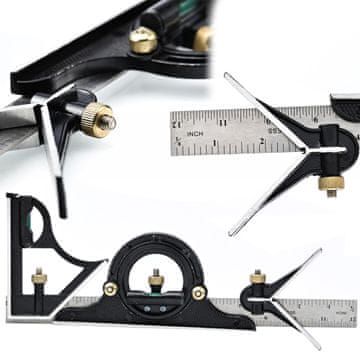 OEM Kombinirani Kotomer 0–180° – Kovinski, Nonius, Lupa, Libela, Linij 300 mm | za Precizne Meritve