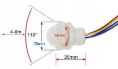 Rosfix PIR Senzor Gibanja 230v – za Vgradnjo Ø20 mm, 40 s Čas, 110°, 6 m Domet | ≤40w, 5 LUX