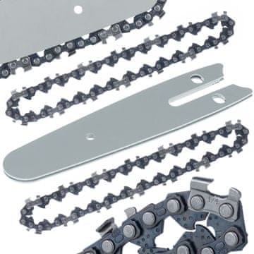 Rosfix Set Vodilna Plošča in 2X Veriga 4"" – za Mini Akumulatorsko Verižnico | 1,3 mm, 28 Členov, 1/4"" Hod