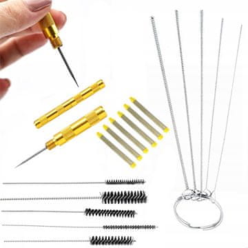 Rosfix Set Podatna Oprema za Brizgalno Pištolo – 5 Ščetk, 5 Kovinskih Igel, 6 Filtrov 100 Mesh | 93,5 mm, Ø10,8 mm