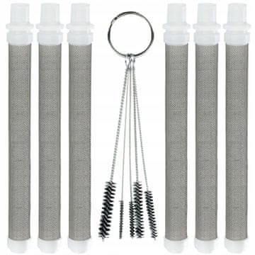 Rosfix Set Filter Palčni 60 Mesh + Ščetke za Čiščenje Brizgalne Pištole | 96,8 mm, Ø9 mm, 6+5 Kos