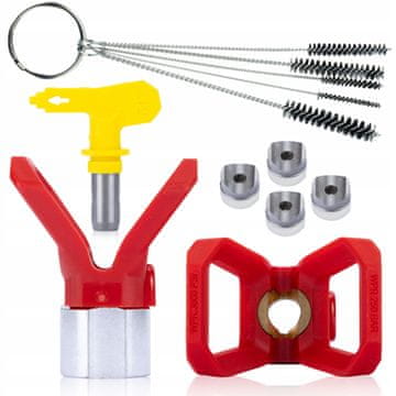 Rosfix Set Brizgalna Glava 517 z Nosilcem, 3X Tesnilo in 5X Krtača | 7/8"" Navoj, 25 cm Širina, 0.017"" Šoba | za Visokotlačne Agregat