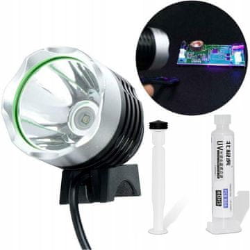 Rosfix Set UV Spajkalna Maska Bela 10 ml z Brizgalko in Lampa – Zaščita PCB, 365 Nm, USB 5v | Hitro Strjevanje