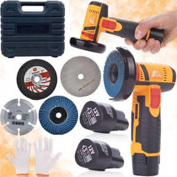 Rosfix Set Kotni Brusilnik Blue Bird 12v MBB12v – 19500 Rpm, m10, 2X Baterija, 75 mm Diski | za Rezanje in Brušenje Materialov | Živalske Serije