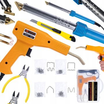 Rosfix Set Spajkalnik za Plastiko BL80w + Zsivac v Kovčku – 80w, 600 °C, 200 Sponk, 230v | za Avto in DIY